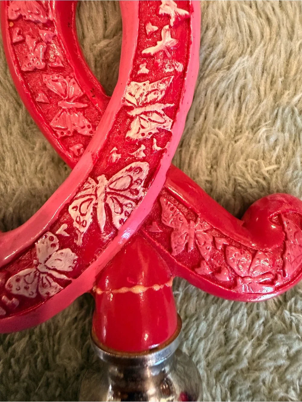 Pink Ribbon Butterfly Wine Bottle Stopper Breast Cancer Awareness Bar Decor